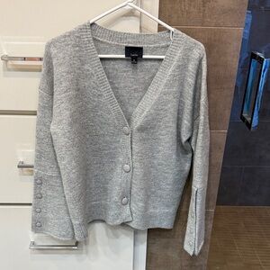 Light Grey V-Neck Button-Up Cardigan